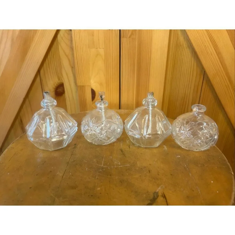 4 Vintage Glass Wick Oil Candles made in Austria (5710)